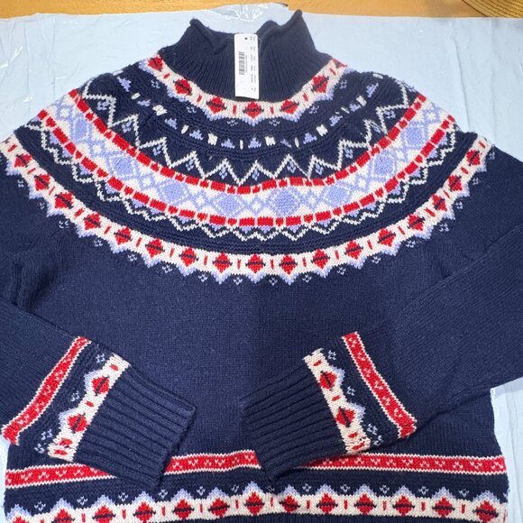 J Crew Sweaters - Share J Crew Faire Isle Navy Wool Alpaca Sleeve balloon  rollneck Sweater Sz S